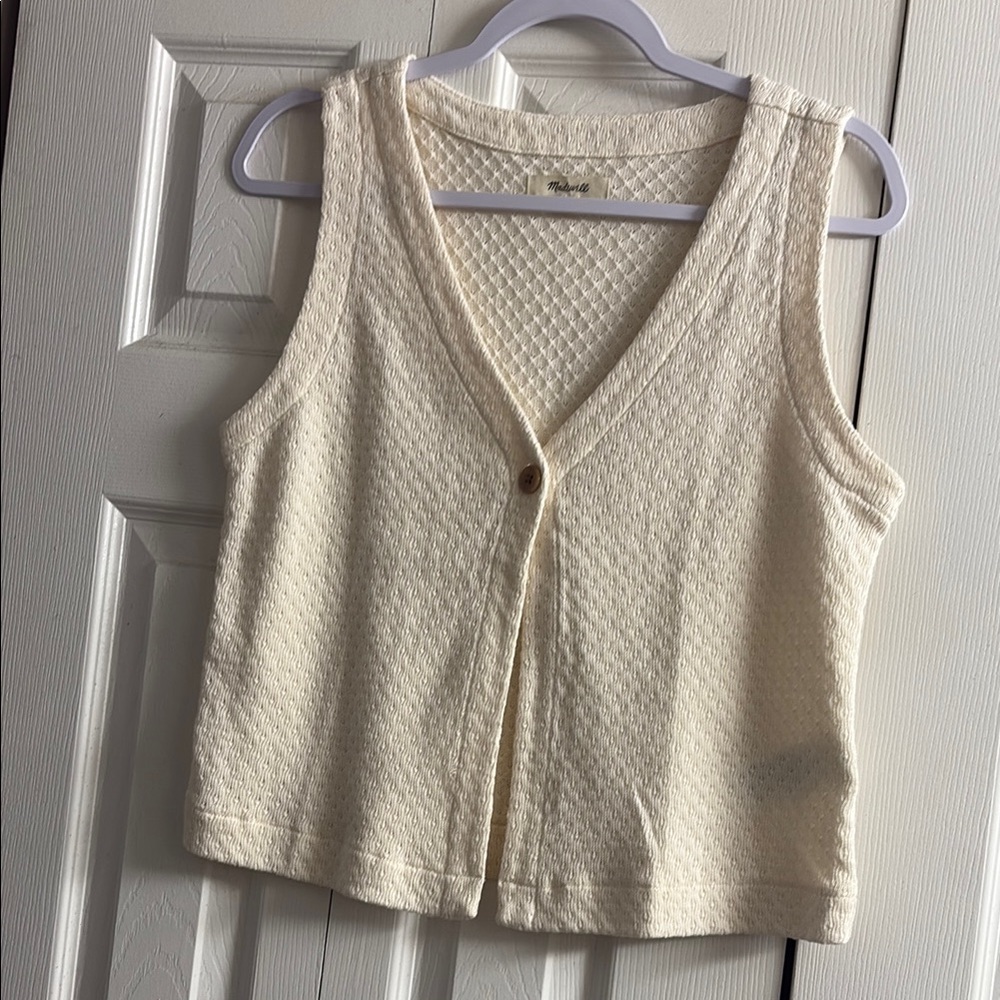 Madewell Cream Ribbed Cropped Tank Top